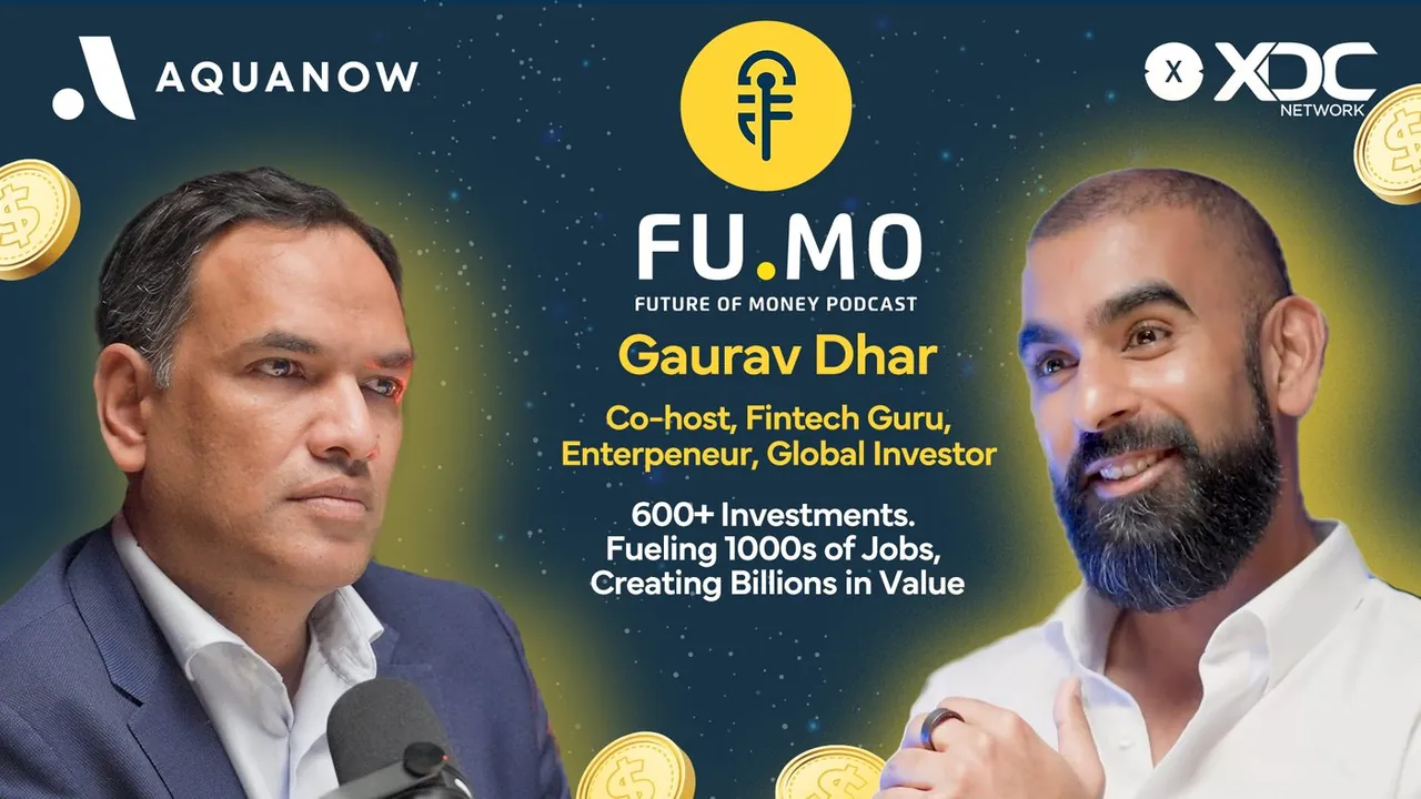 Artwork for an episode of the FUMO Future of Money podcast featuring Gaurav Dhar